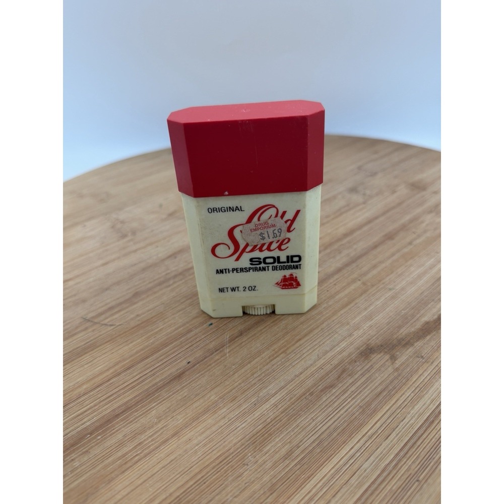 Vintage 1984 Original Old Spice Solid Anti-Perspirant Deodorant 2oz Empty Used